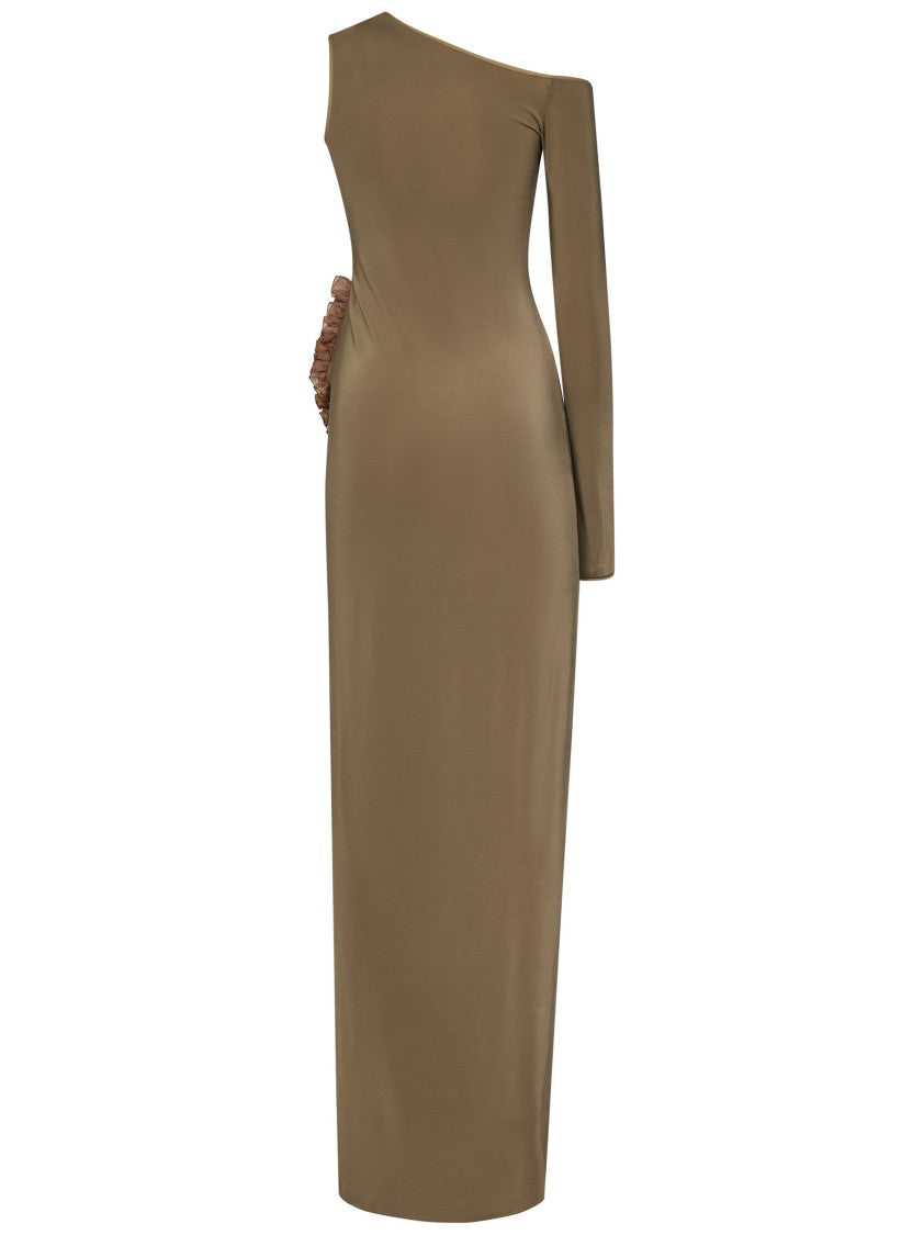 Nensi Dojaka One-Shoulder Green Dress