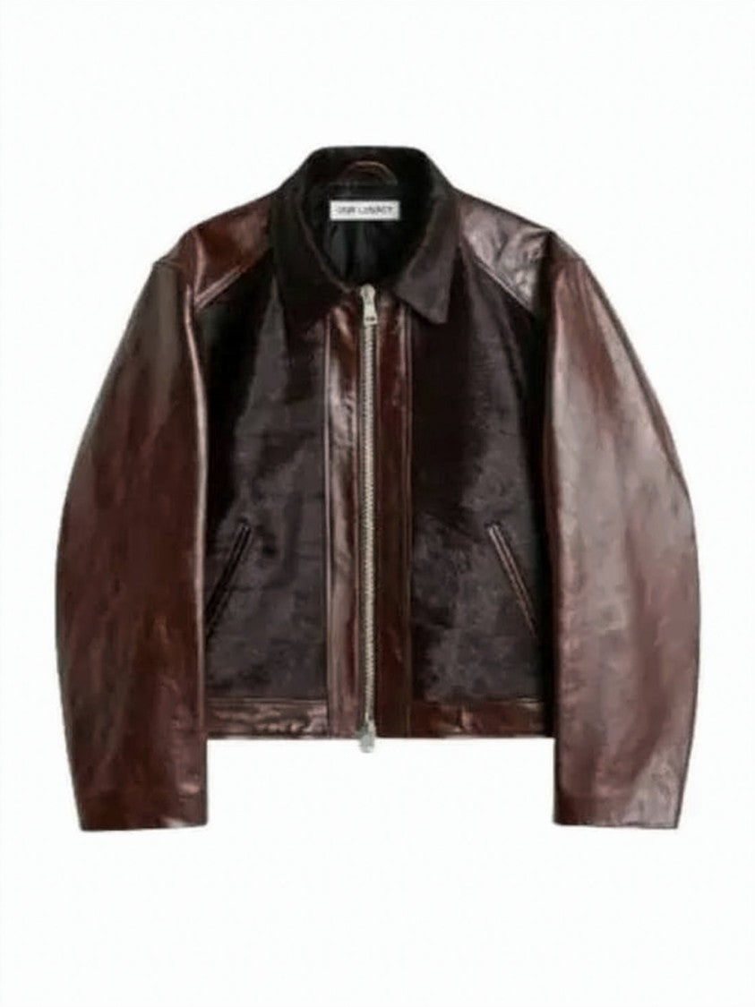 Our Legacy Cropped Brown Leather Jacket