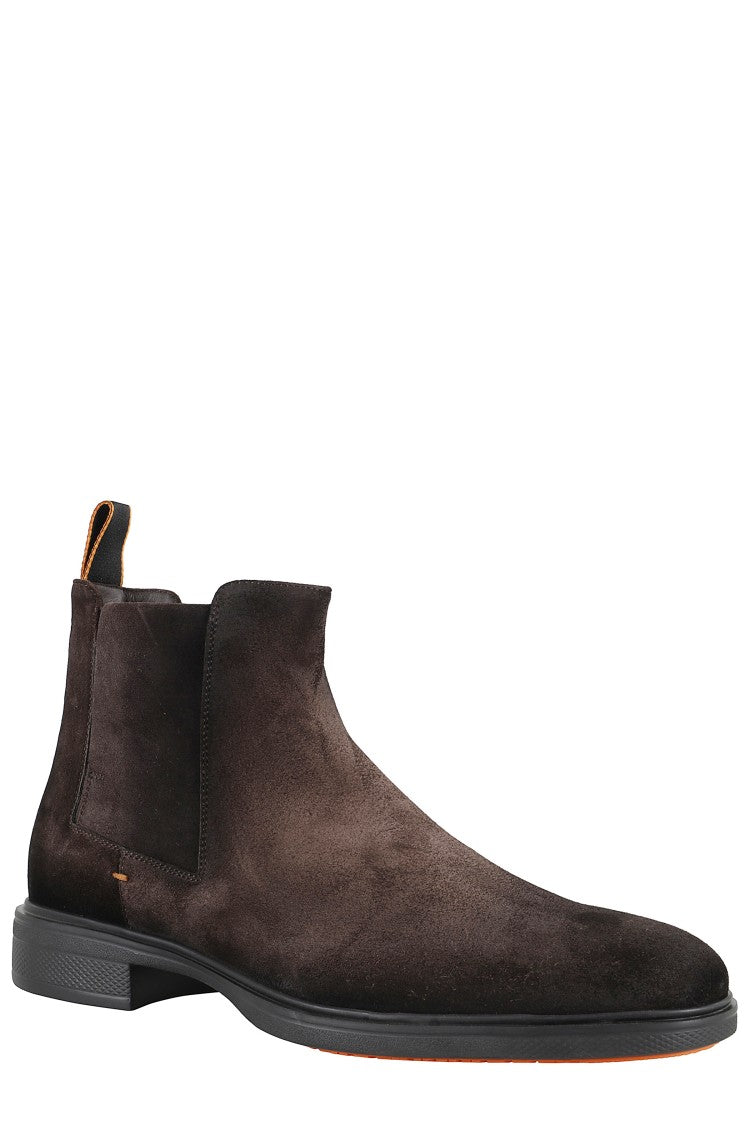 Santoni Dark Brown Suede Ankle Boots