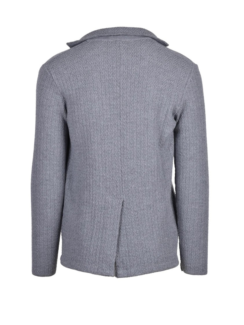 Albarena Grey Textured Merino Wool Knit Blazer