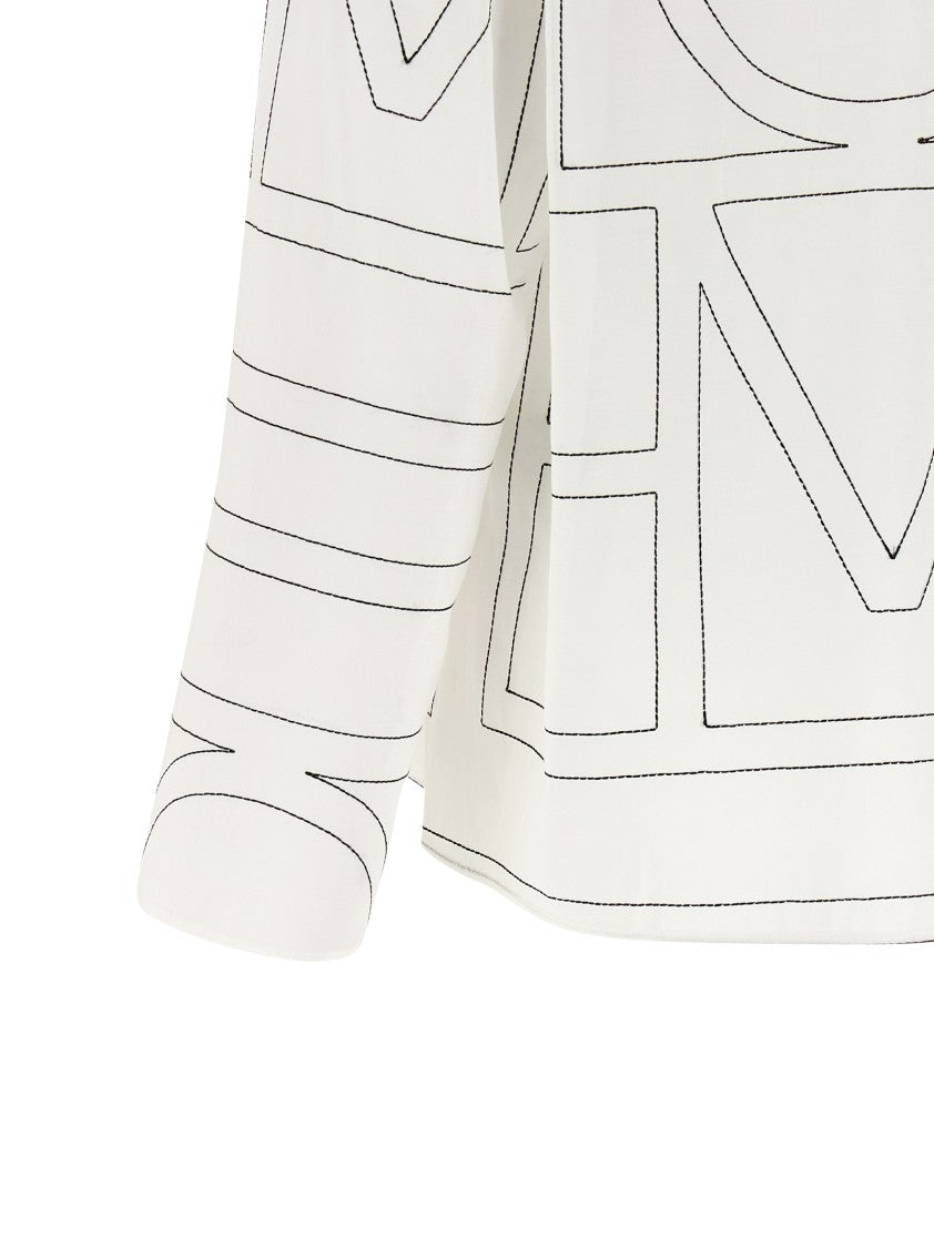Totême Semitransparent Voile Shirt With Monogram Embroidery