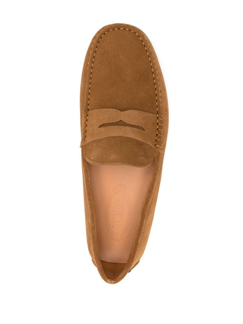 Tod's Caramel Brown Suede Moccasin-Style Flat Shoes