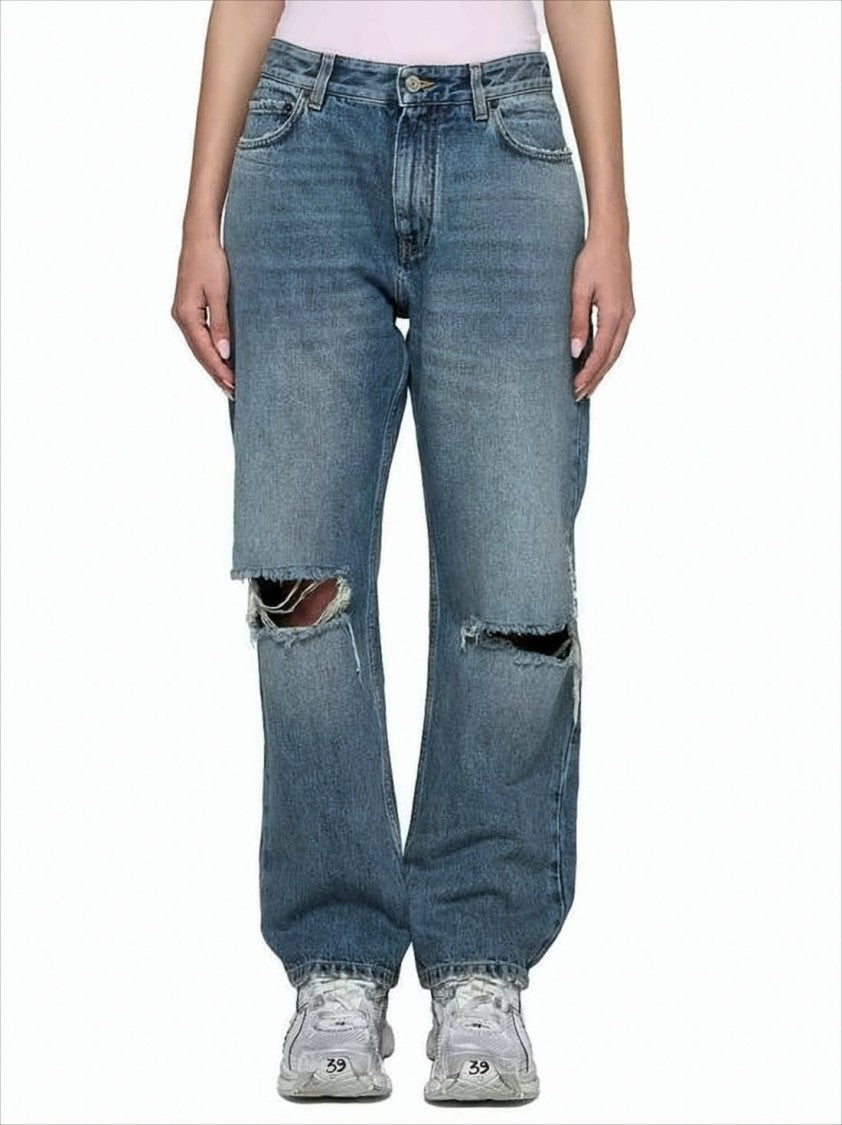 Balenciaga Distressed Denim Pants With Relaxed Fit And Classic Five-Pocket Design