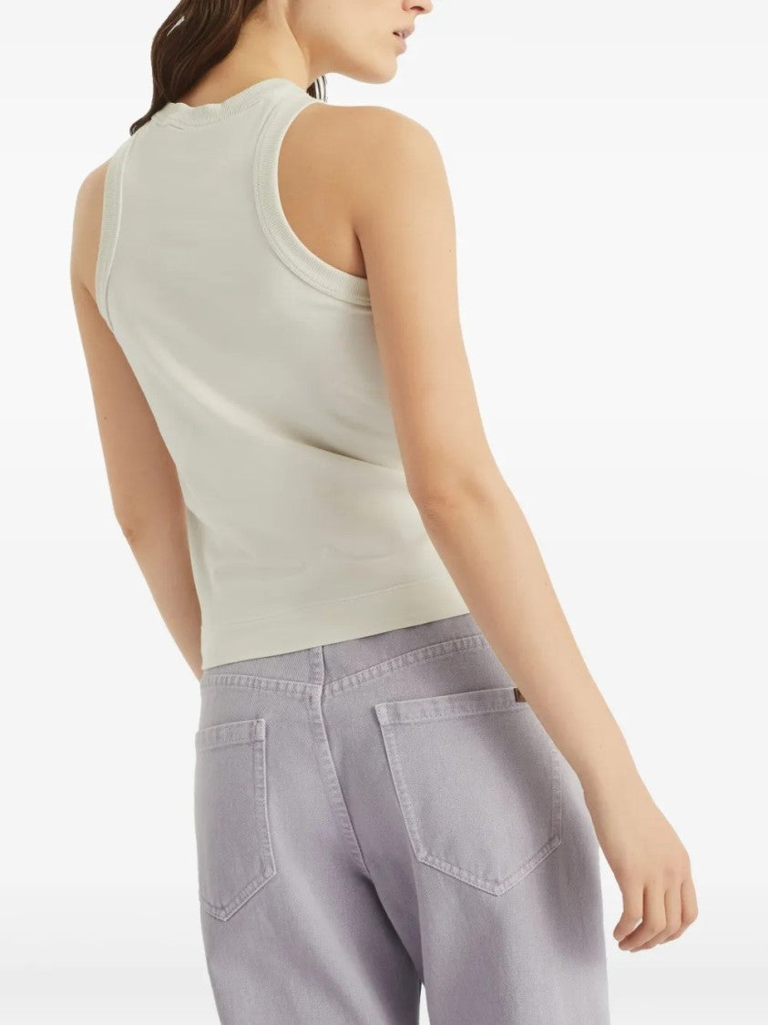 Brunello Cucinelli Crew Neck Tank Top With Sequined Front