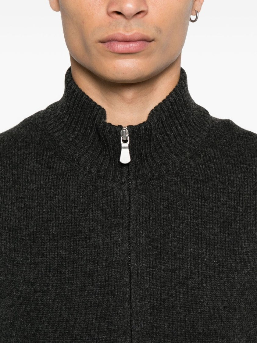 Vengera Dark Grey Sweater With Ribbed High Collar
