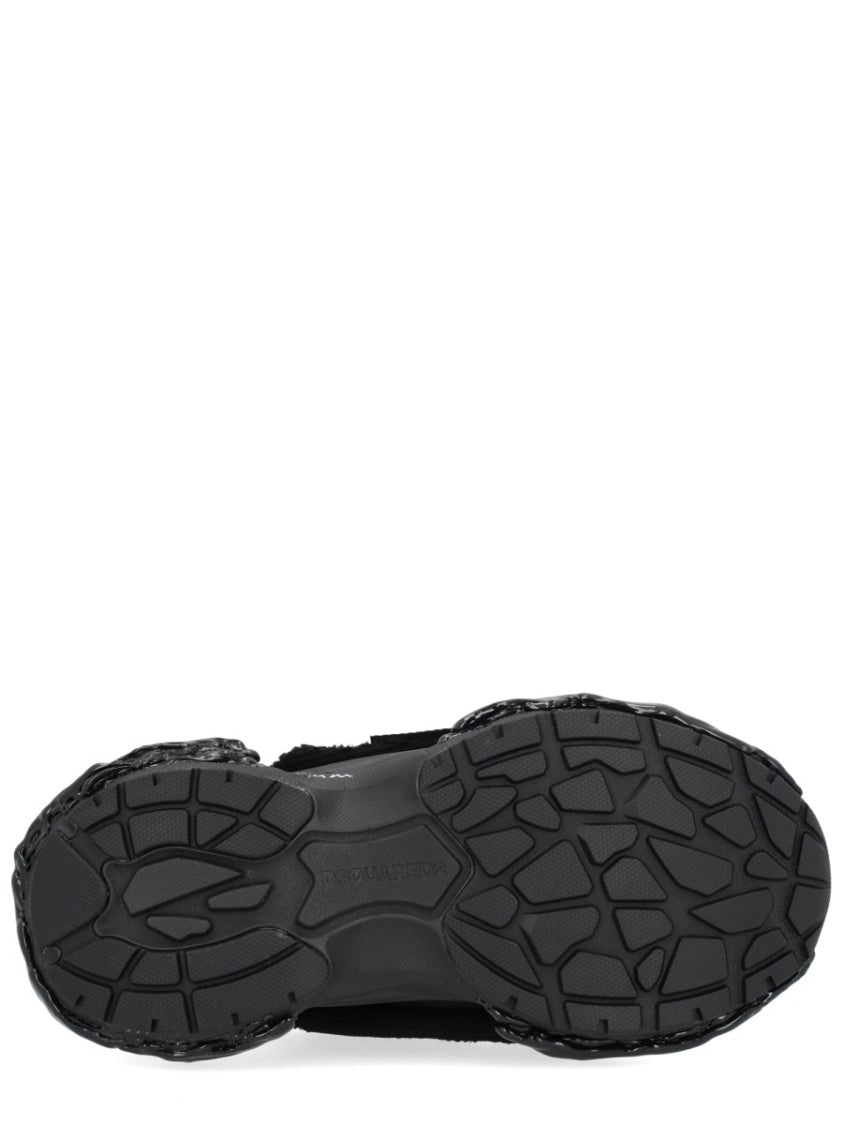 Dsquared2 Black Sneakers With Silver Metallic Overlays