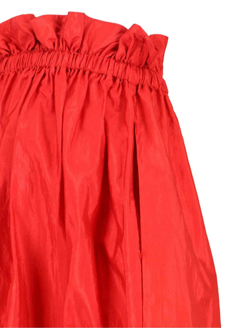 Jil Sander Silk Blend Midi Skirt – Red