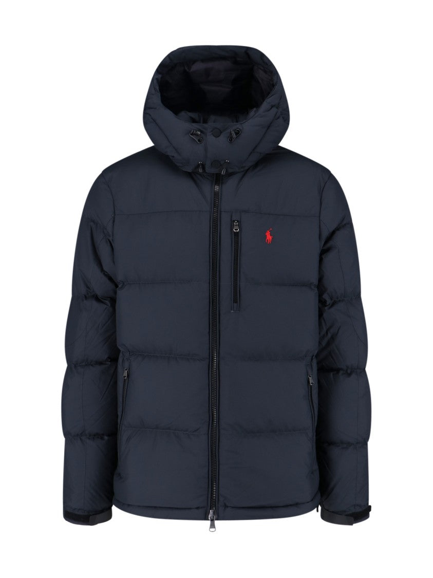 Polo Ralph Lauren Padded Quilted Jacket With Detachable Hood And Zippered Pockets