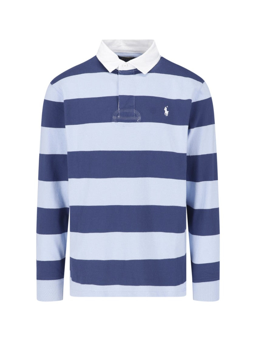 Polo Ralph Lauren Blue Striped Rugby Cotton Polo Shirt