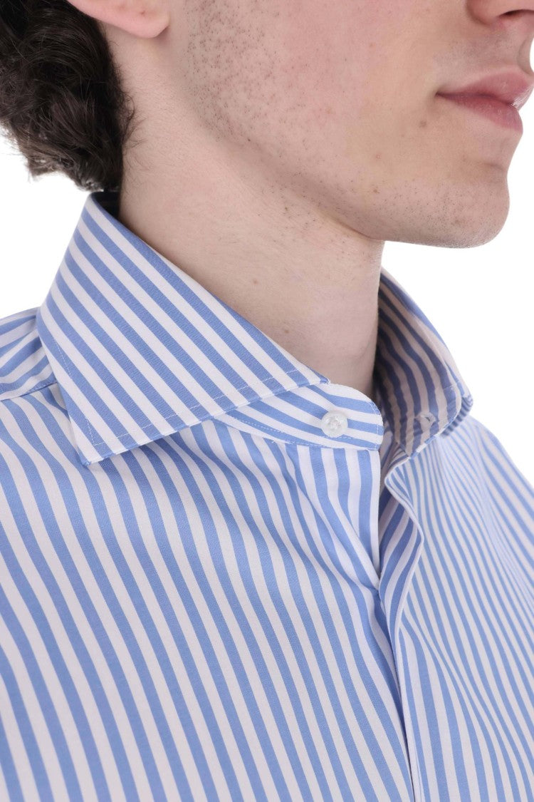 Barba Journey Label Striped Cotton Casual Shirt