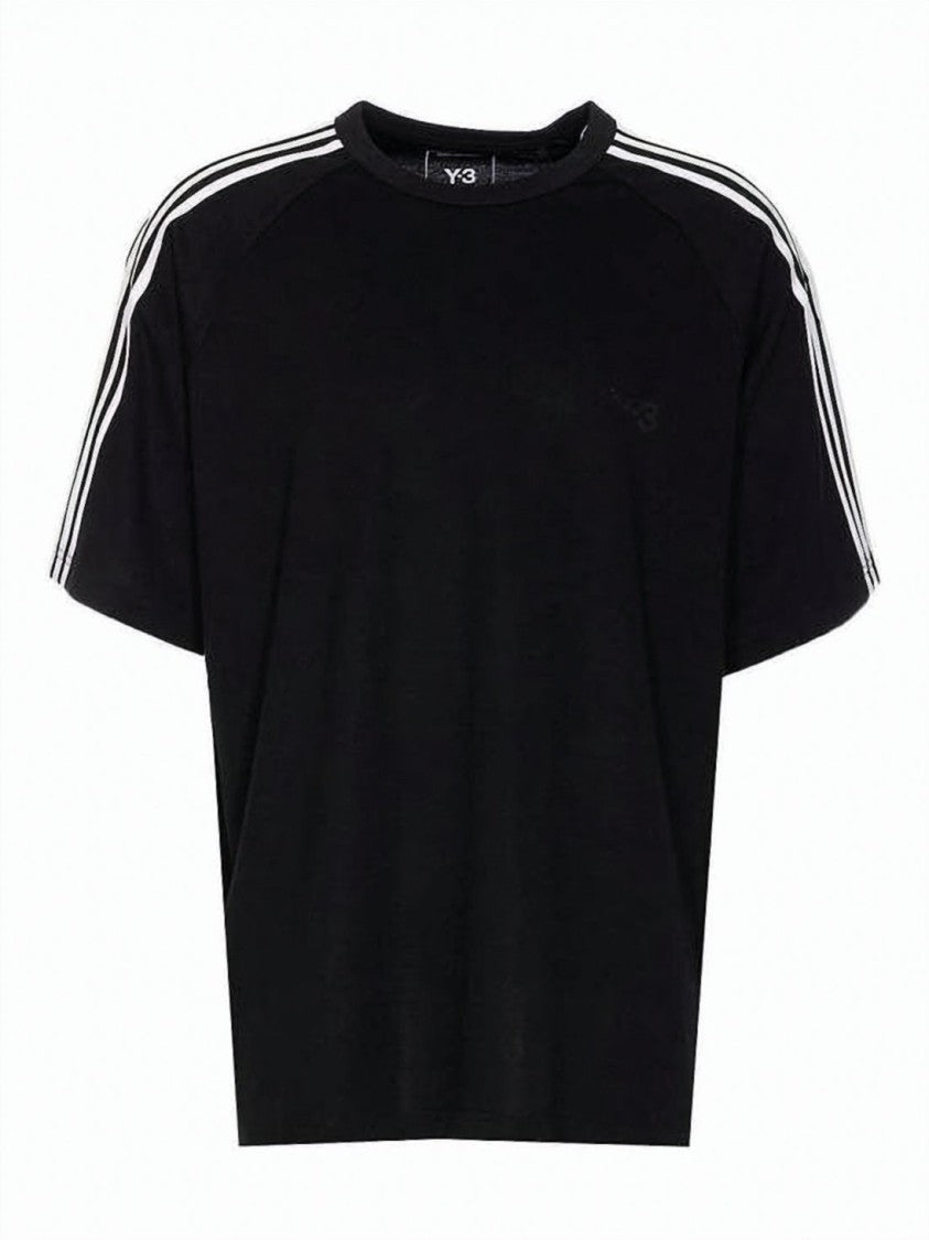 Y-3 Black Short-Sleeve T-Shirt With Triple Stripe Detail