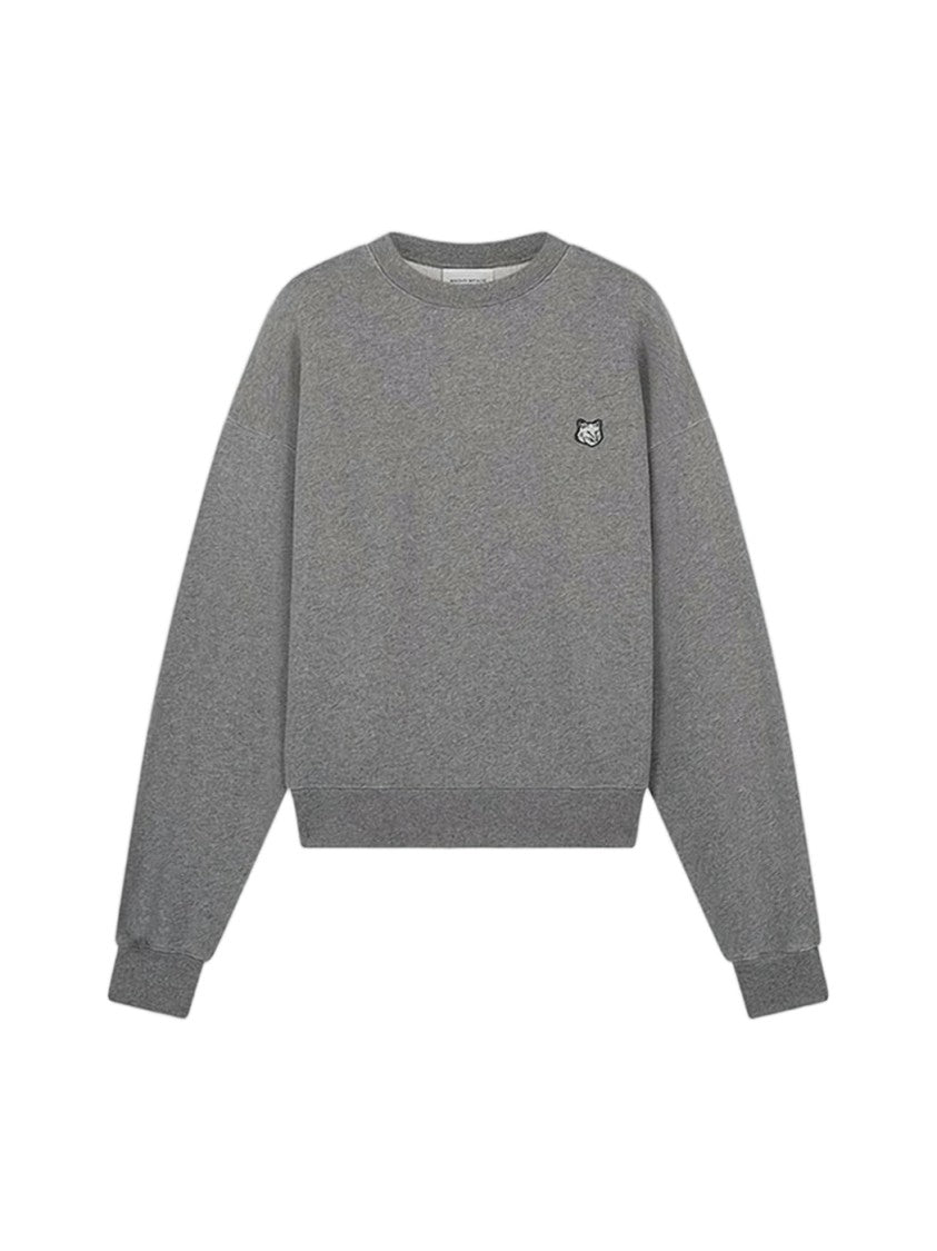 Maison Kitsuné Heathered Grey Long-Sleeve Sweatshirt With Embroidered Fox Logo