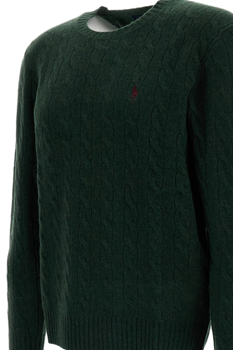 Polo Ralph Lauren Green Cable-Knit Wool-Cashmere Crewneck Sweater