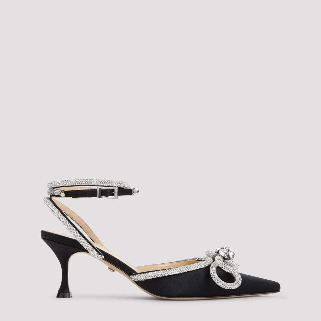Mach & Mach Double Bow 65 Black Silk Pumps