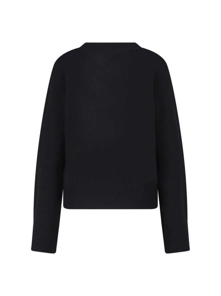 Lisa Yang Cropped Ribbed Deep V-Neck Cardigan