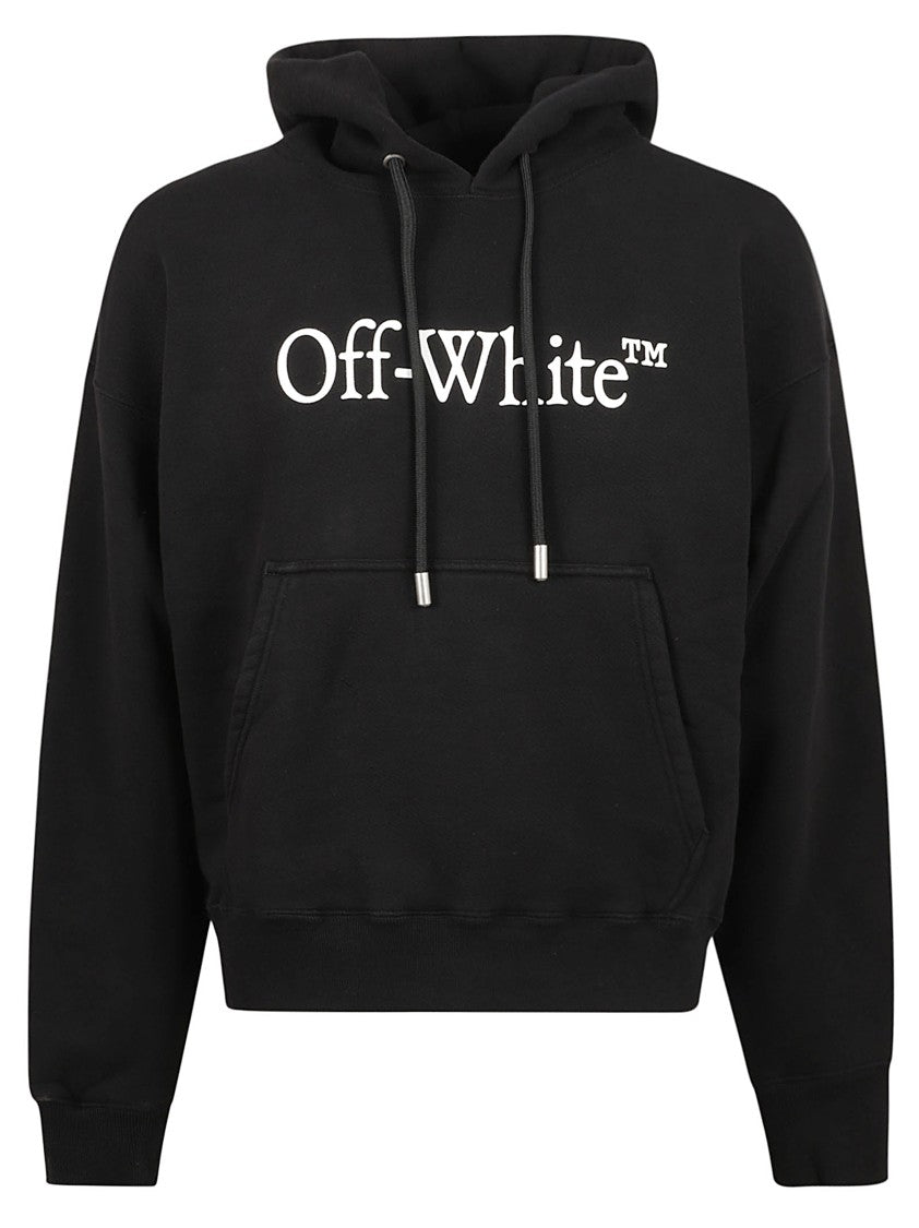 Off-White Hoodie With Drawstring And Prominent Logo