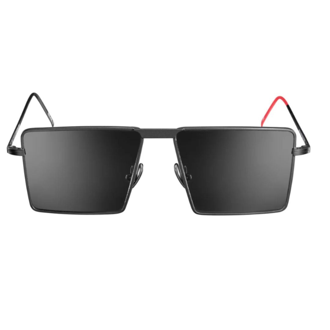 Vysen Fr-1 Rectangular Metallic Sunglasses With Red Accent