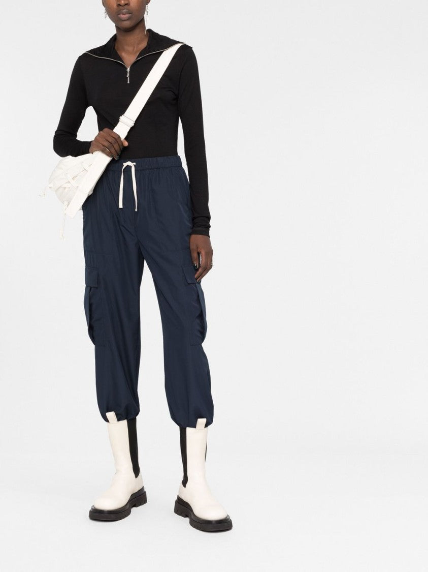 Jil Sander High-Collar Black Long-Sleeve Top With Zipper Detail