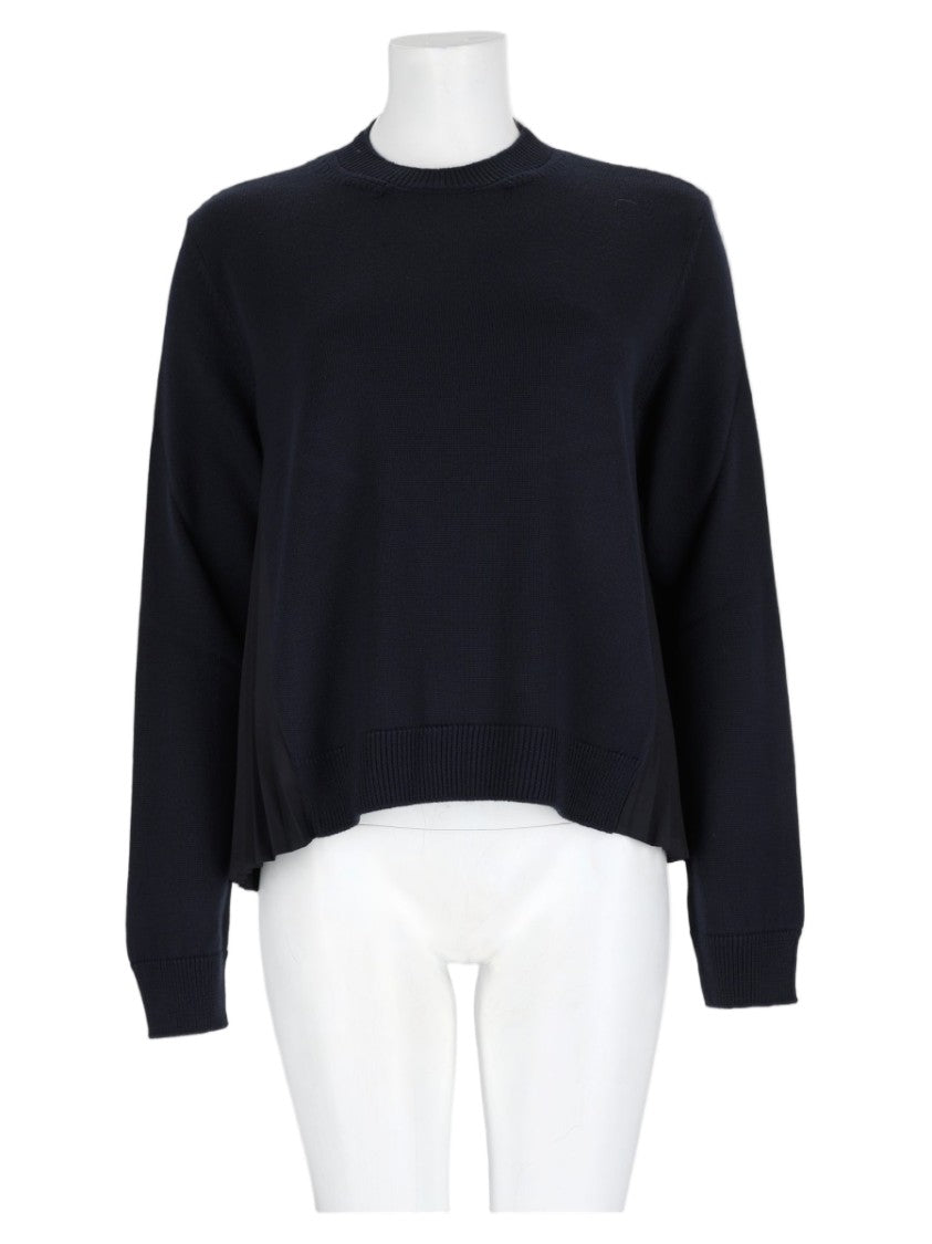 Nude Blue Cropped Ribbed Wool-Blend Sweater