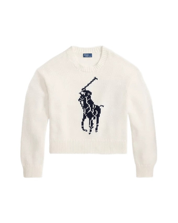 Polo Ralph Lauren White Cotton Big Pony Sweater