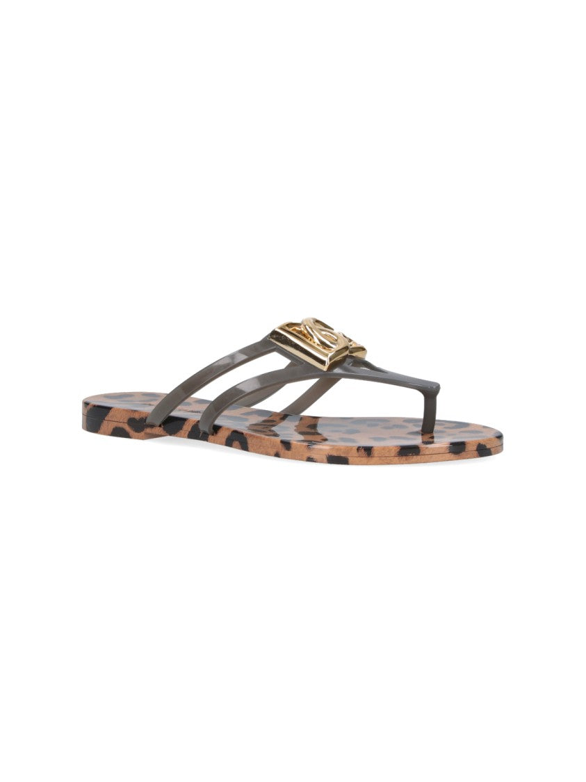 Dolce & Gabbana Multicolor Leopard Print Buckle Flat Sandals