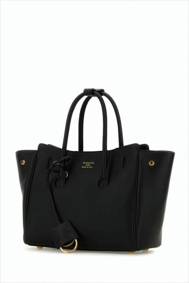 Balenciaga Structured Calf Leather Tote Bag With Gold Accents