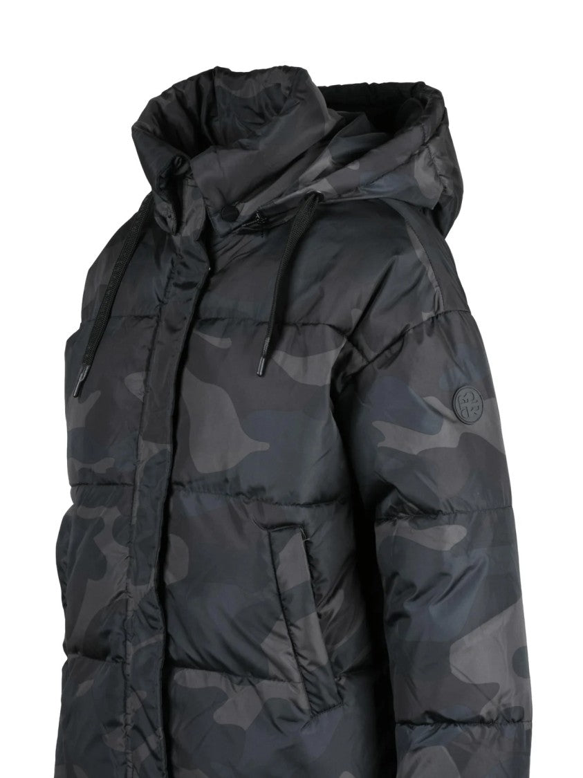 Rino & Pelle Black/Green Camouflage Quilted Polyester Down Jacket