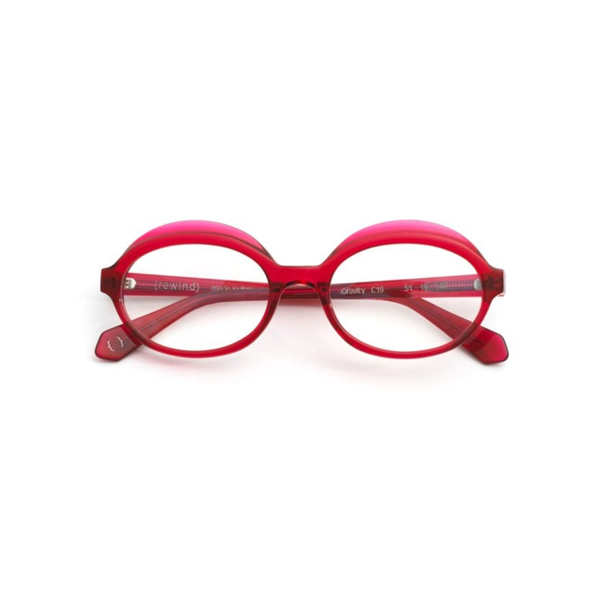 Rewind Gravity Oval Frame Red Acetate Eyeglasses With Smooth Finish