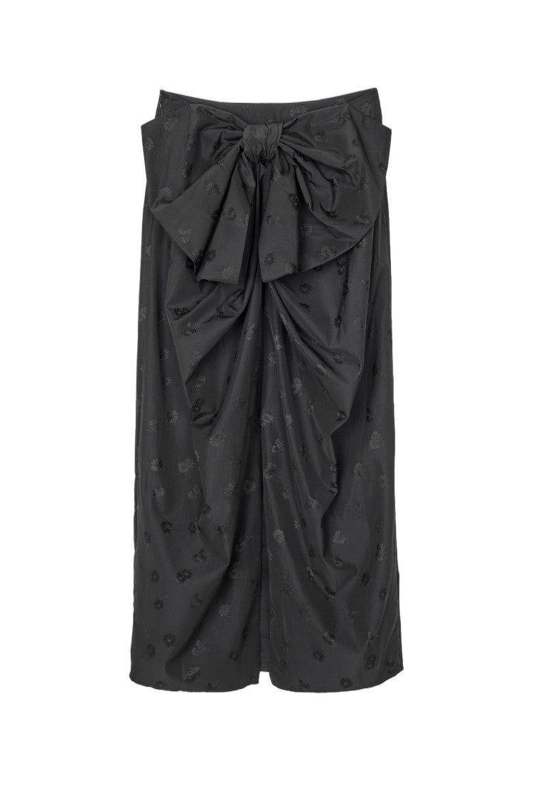 Cecilie Bahnsen Midi Skirt With Jacquard-Effect Floral Print And Decorative Bow