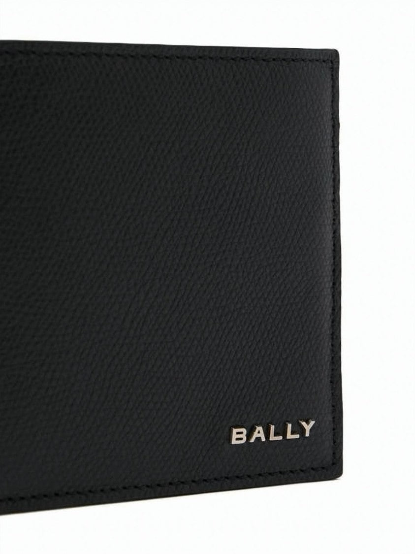Bally Textured Calf Leather Bifold Wallet With Metallic Trim