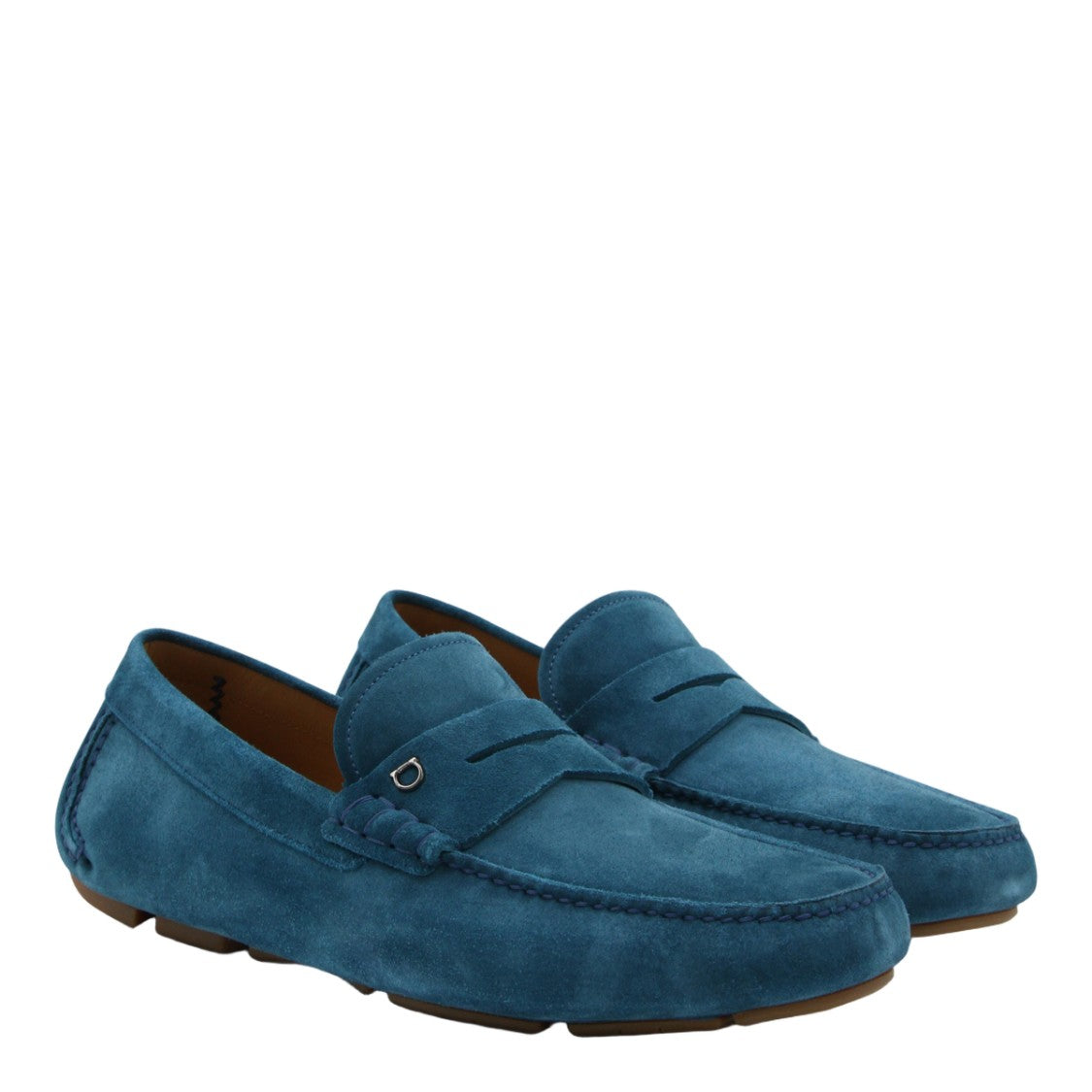 Ferragamo Suede Loafer-Designed Flat Shoes With Moccasin Stitching