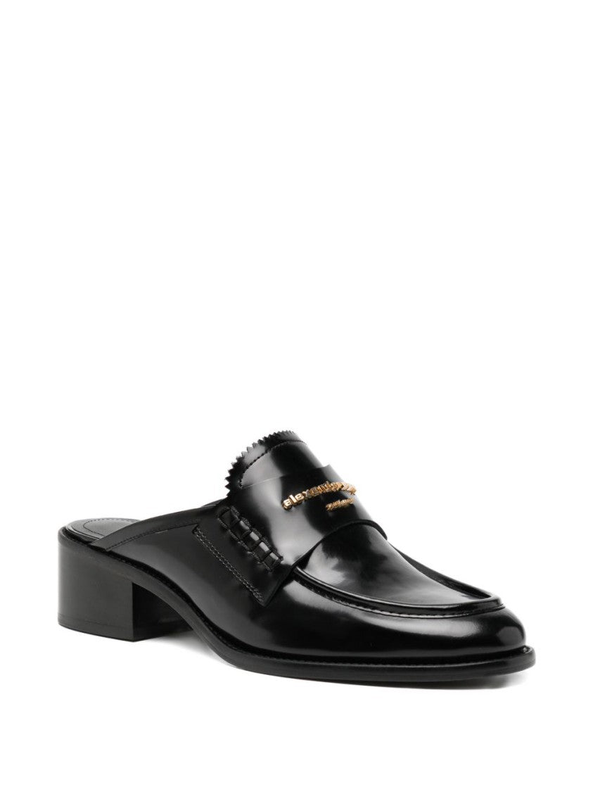 Alexander Wang Glossy Black Slip-On Mules