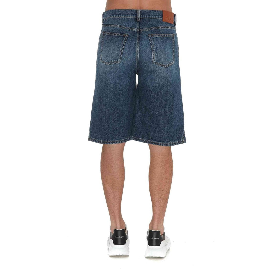 Alexander Mcqueen Classic Blue Denim Shorts With Five-Pocket Design
