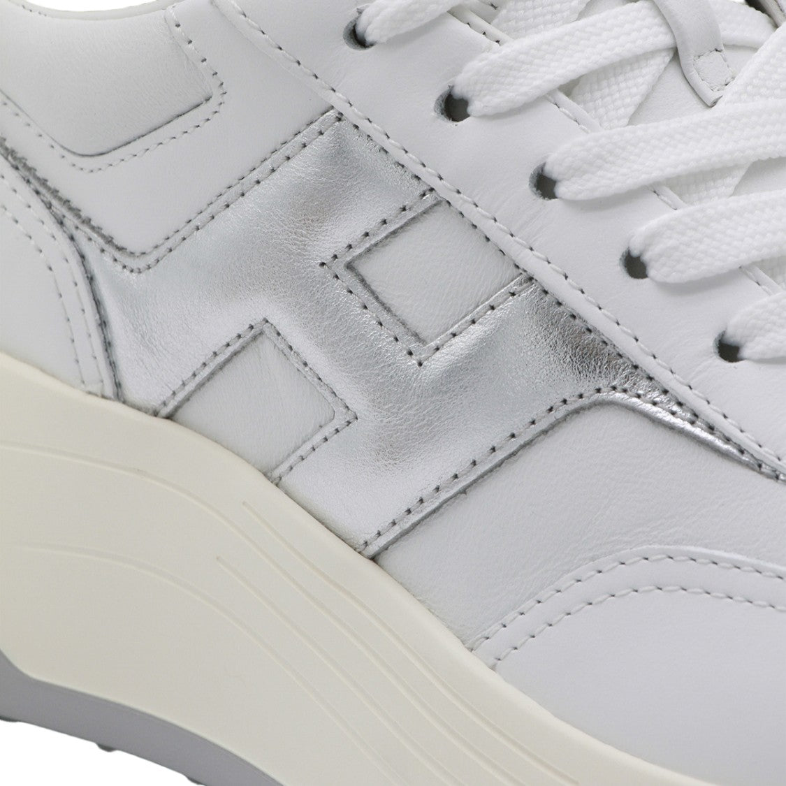 Hogan White Sneakers With Metallic Accent