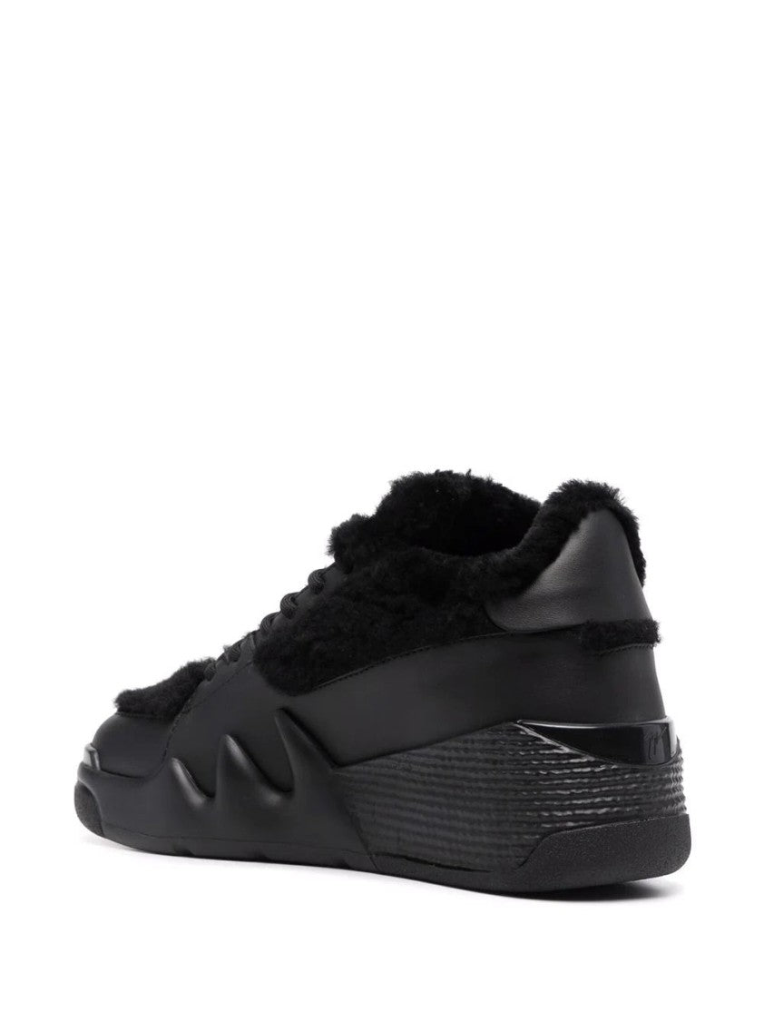 Giuseppe Zanotti Low-Cut Black Trainers With Plush Fur Accents