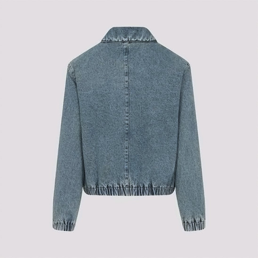 Ami Paris Denim Jacket With Classic Collar And Embroidered Detail