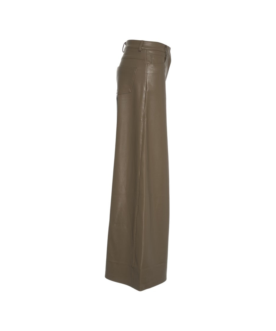 Norma Kamali Wide-Leg Faux Leather Trousers With High Waist And Tailored Finish