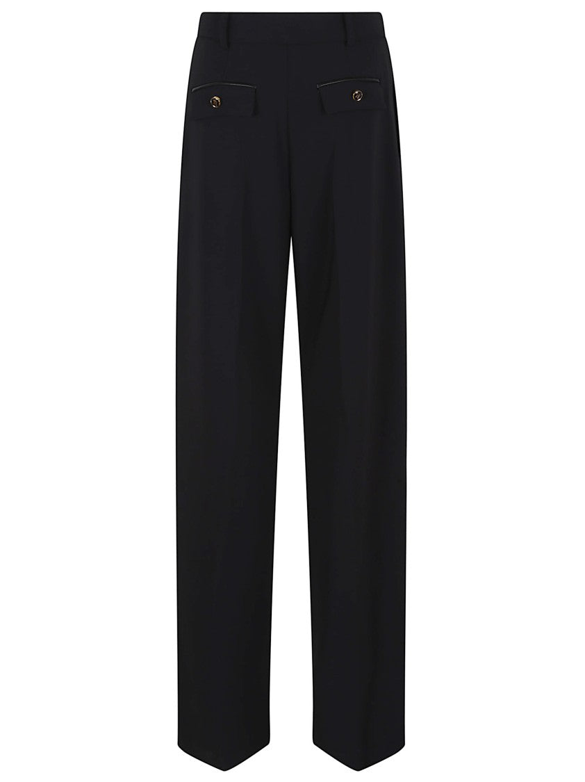 Elisabetta Franchi High-Waisted Trousers With Wide Legs And Decorative Button Details