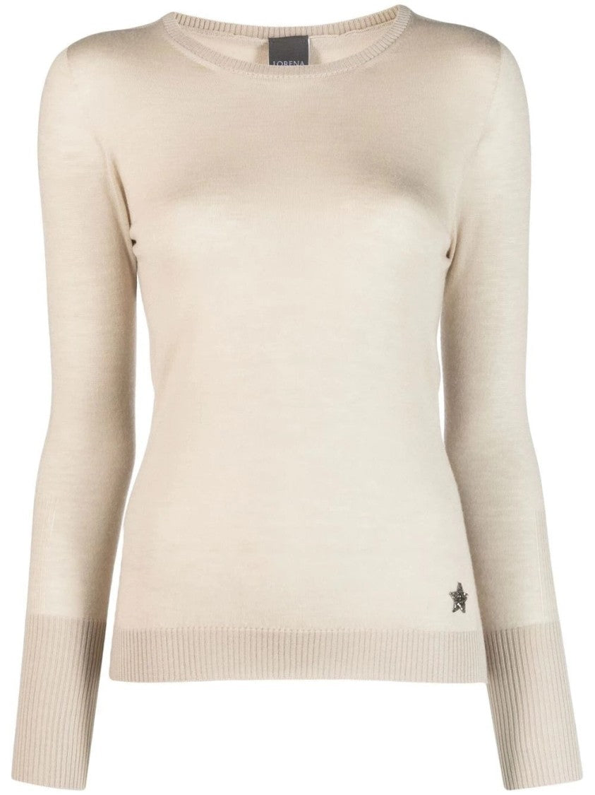 Lorena Antoniazzi Fitted Knit Choker Sweater With Ribbed Cuffs