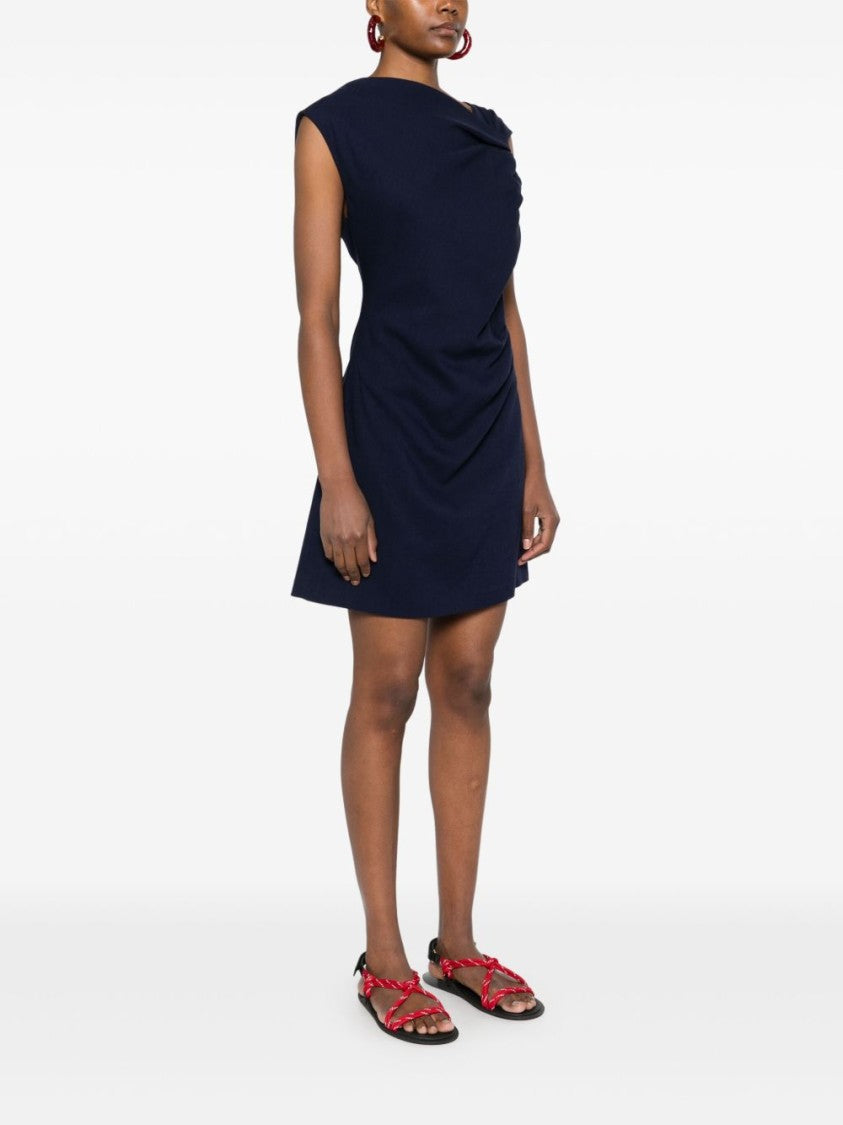 Msgm Asymmetric Neck Sleeveless Viscose Dress