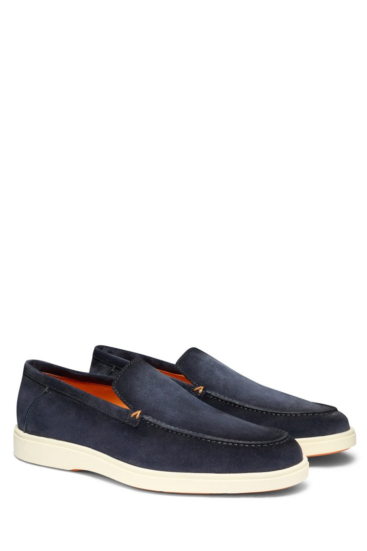 Santoni Suede Slip-On With Rubber Sole