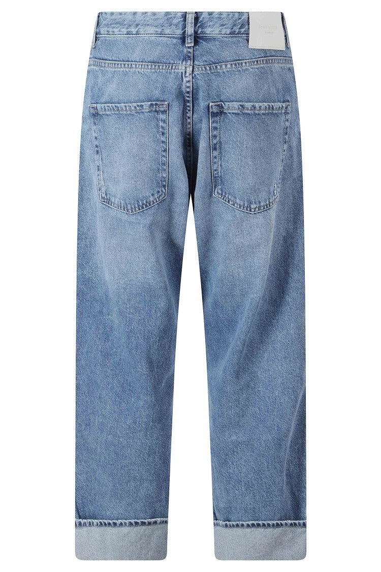 Icon Denim Blue Ross Five-Pocket Turn-Up Straight-Leg Jeans
