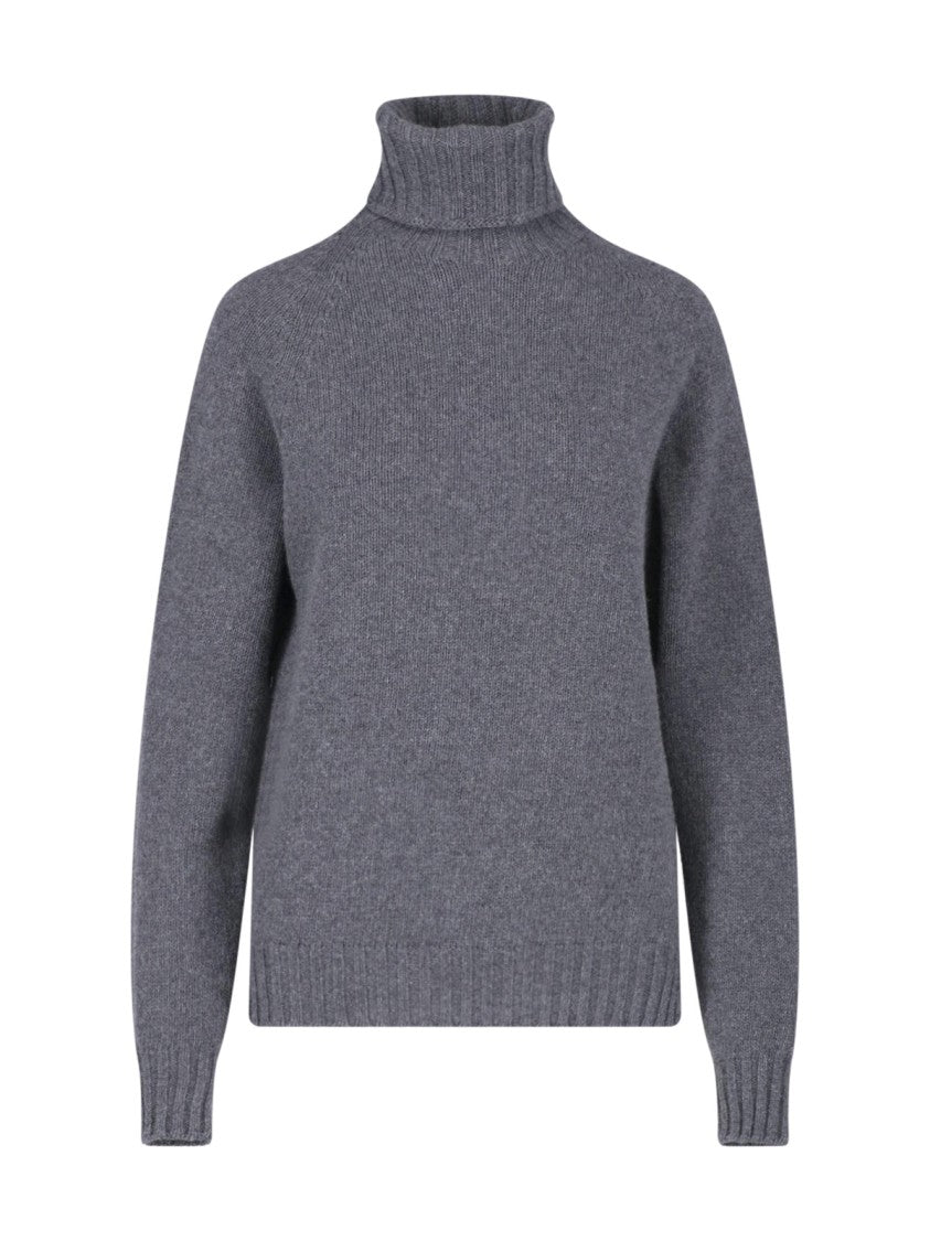 Ma'ry'ya High Neck Grey Cashmere And Virgin Wool Sweater