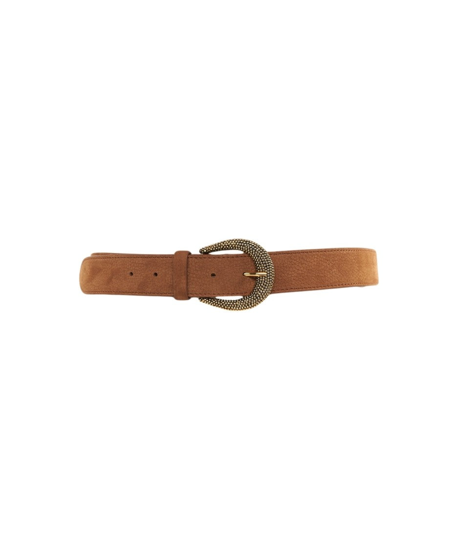Orciani Buckle Nubuck And Textured Leather Belt