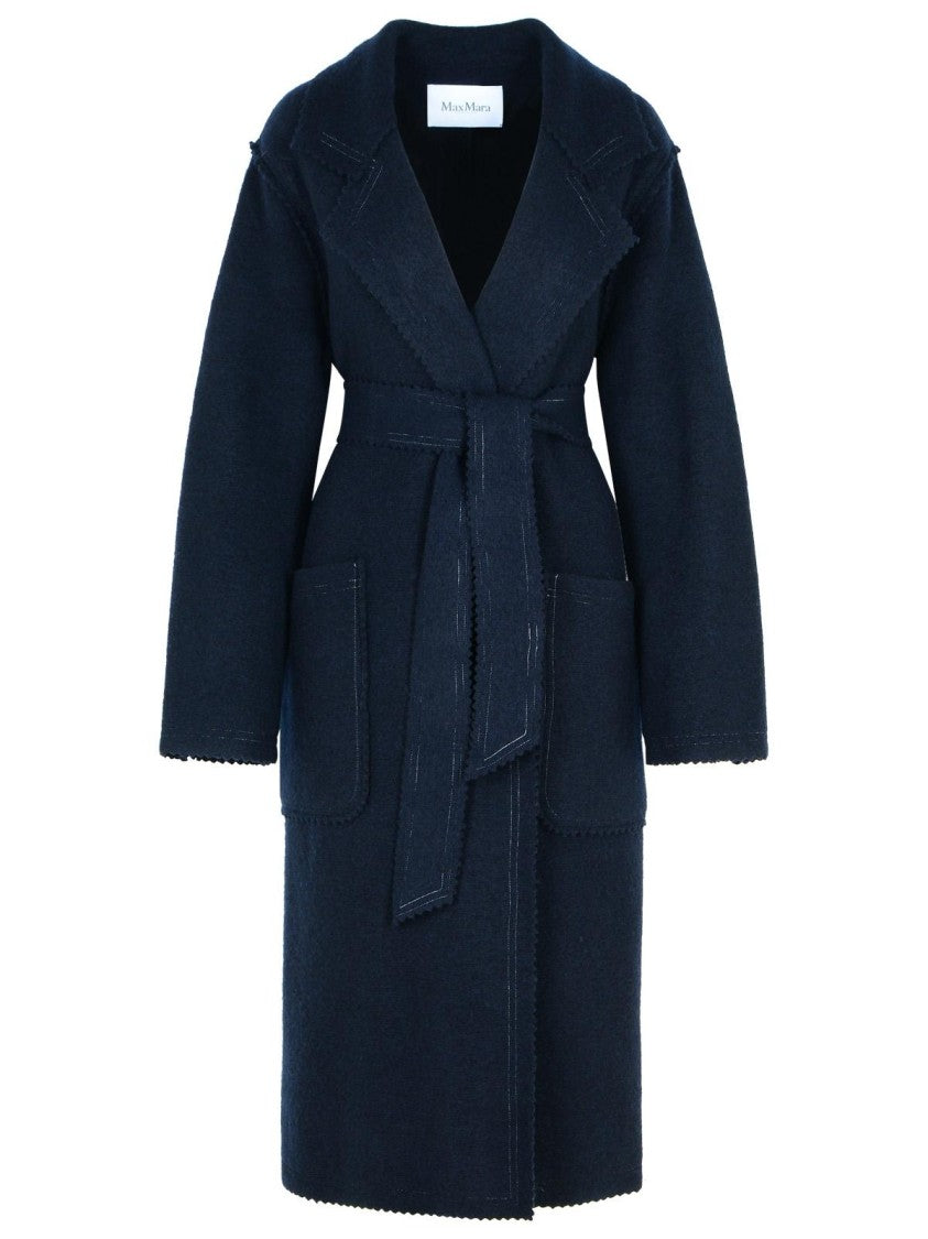 Max Mara Jene' Dark Blue Cashmere Blend Coat