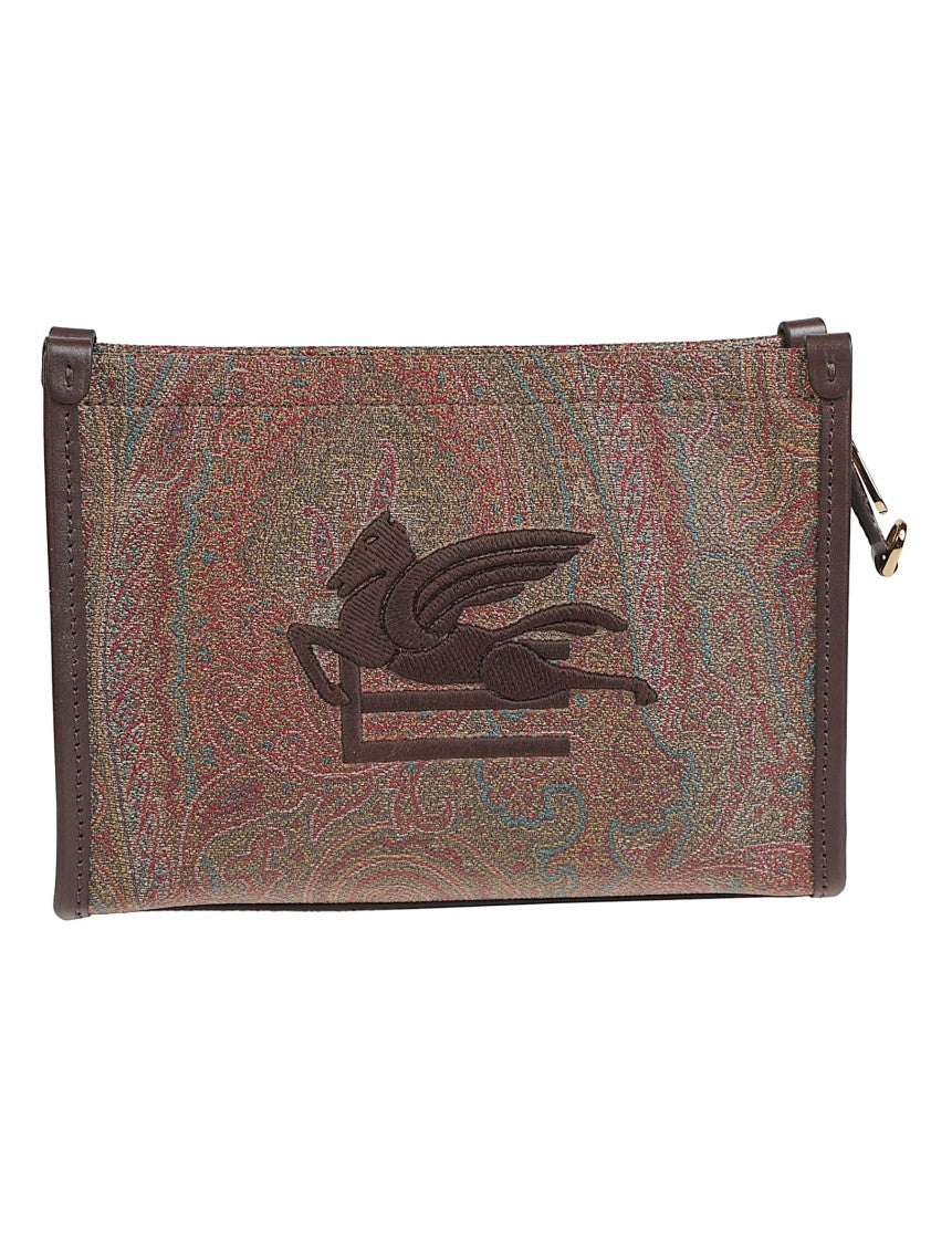 Etro Arnica Paisley Pattern Cotton Blend Clutch
