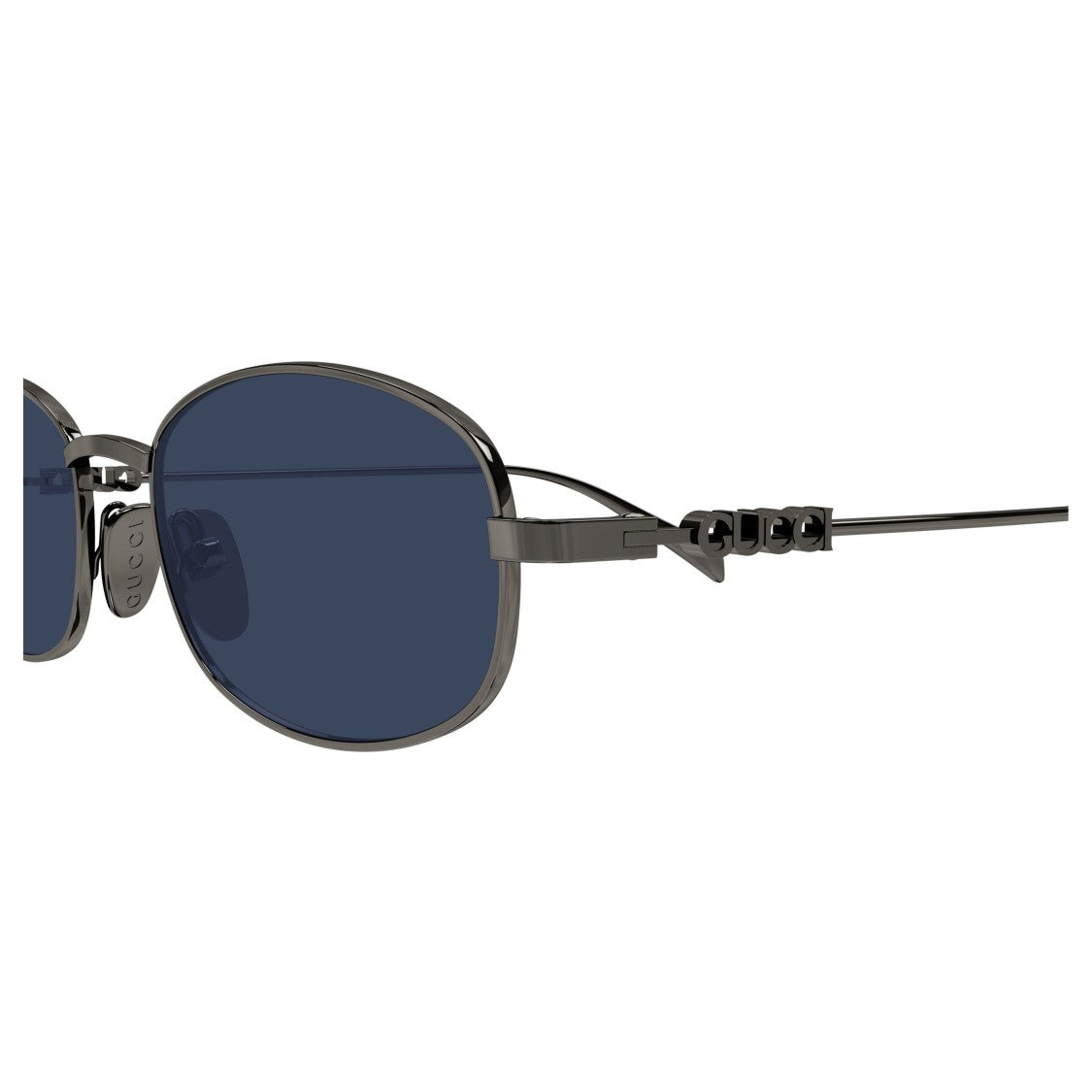 Gucci Rectangular Metal Frame Sunglasses With Chain-Link Detail