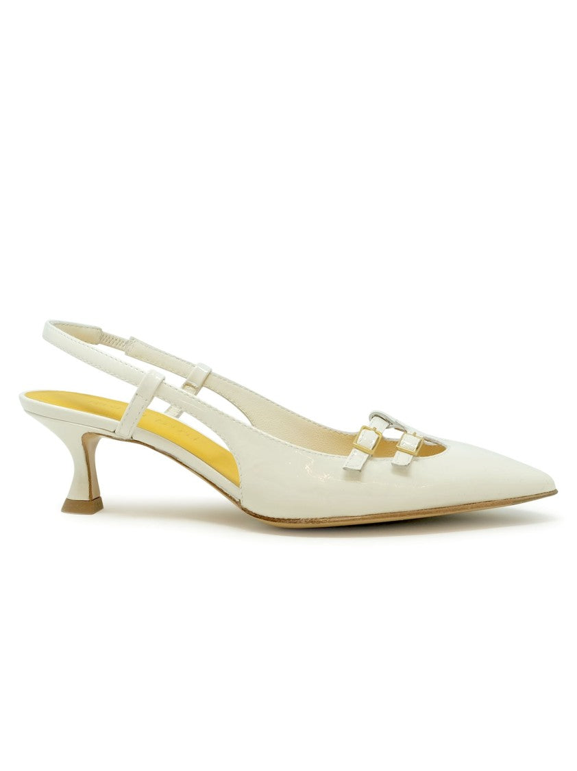 Mara Bini U307s White Leather Naomi Slingback Pumps