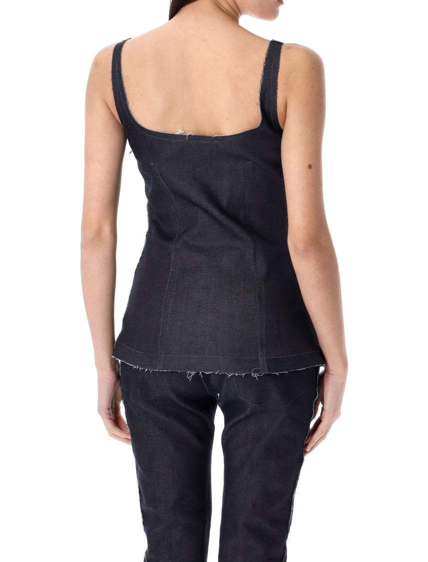 Marni Fitted Denim Top With Square Neckline