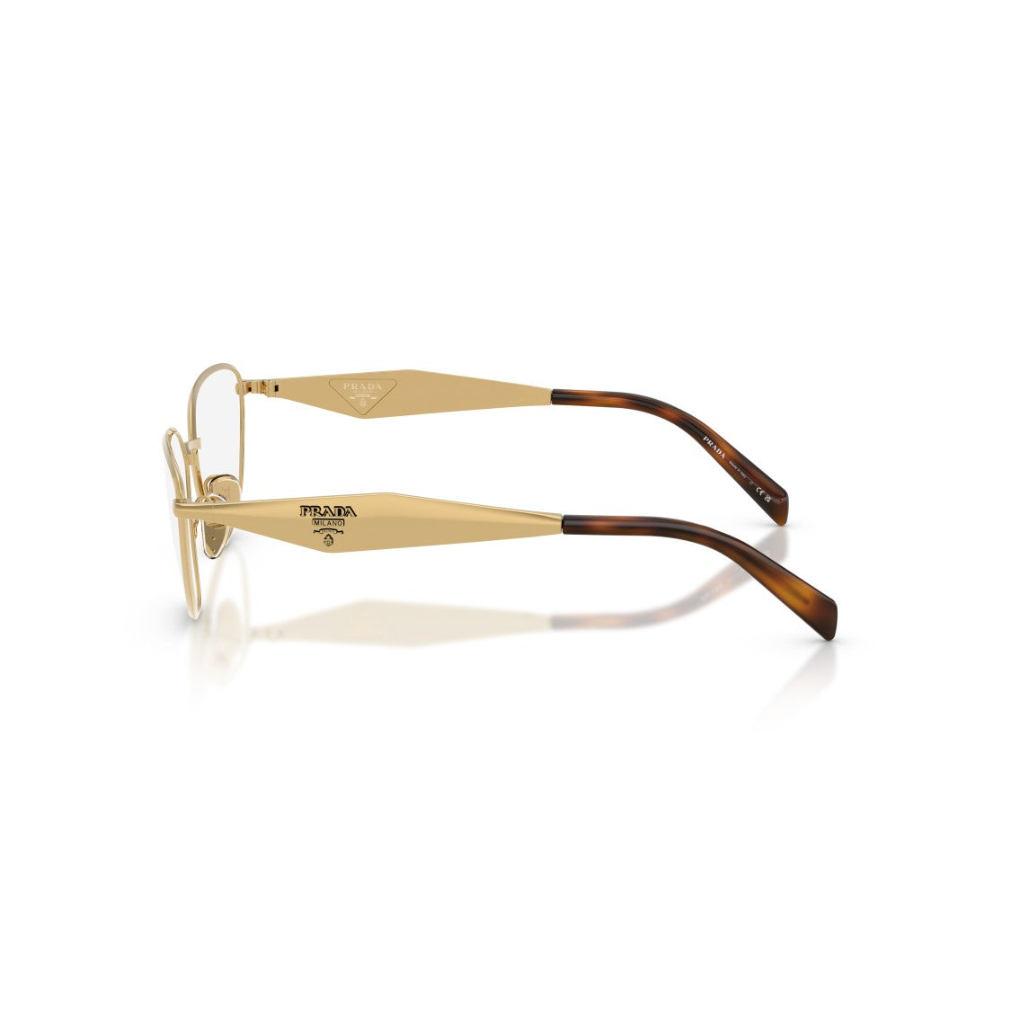 Prada Metal Frame Gold Finish Aviator-Inspired Eyeglasses